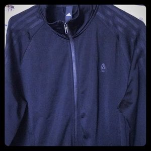 Adidas Track Jacket, black with black stripes.